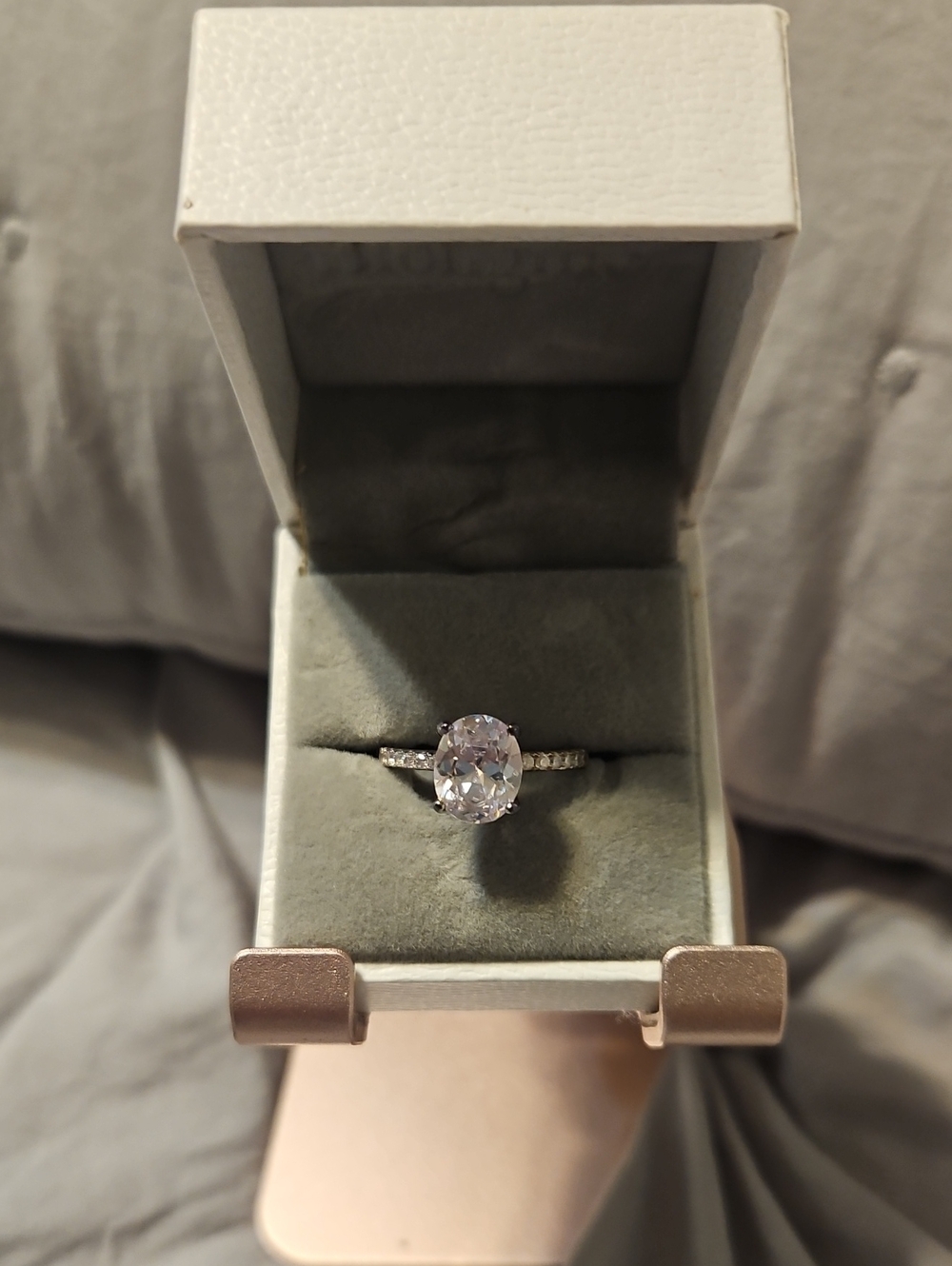 Sterling Silver Oval Cubic Zirconia Engagement Ring - Clear
